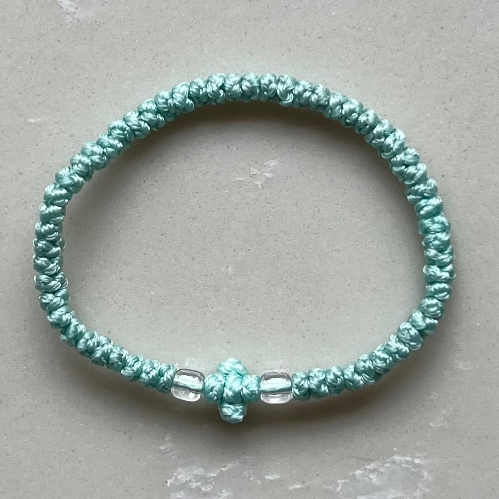 Greek Orthodox Prayer Rope Bracelet - Aqua