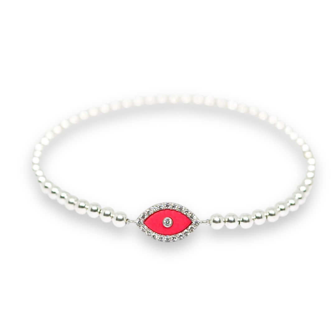 Gini Hot Pink Silver Elastic Bracelet