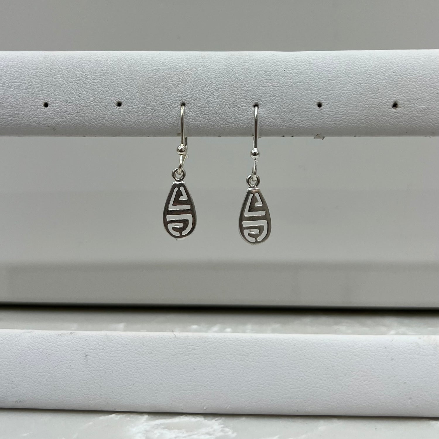Meander Silver Drop Earrings