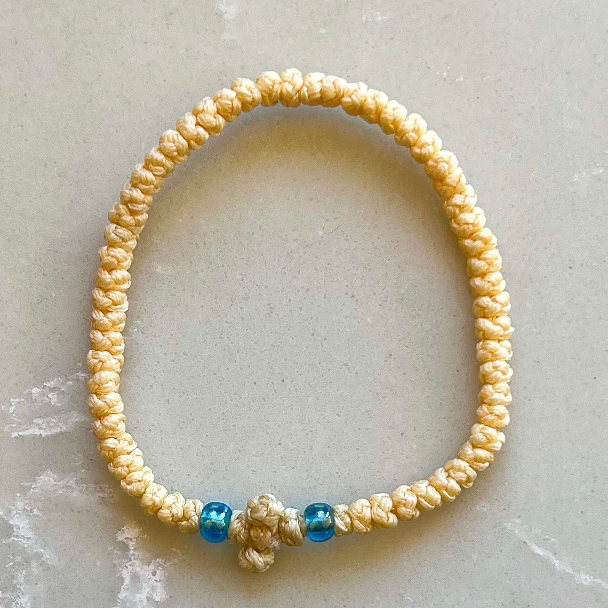 Komboskini Cream With Blue Bead