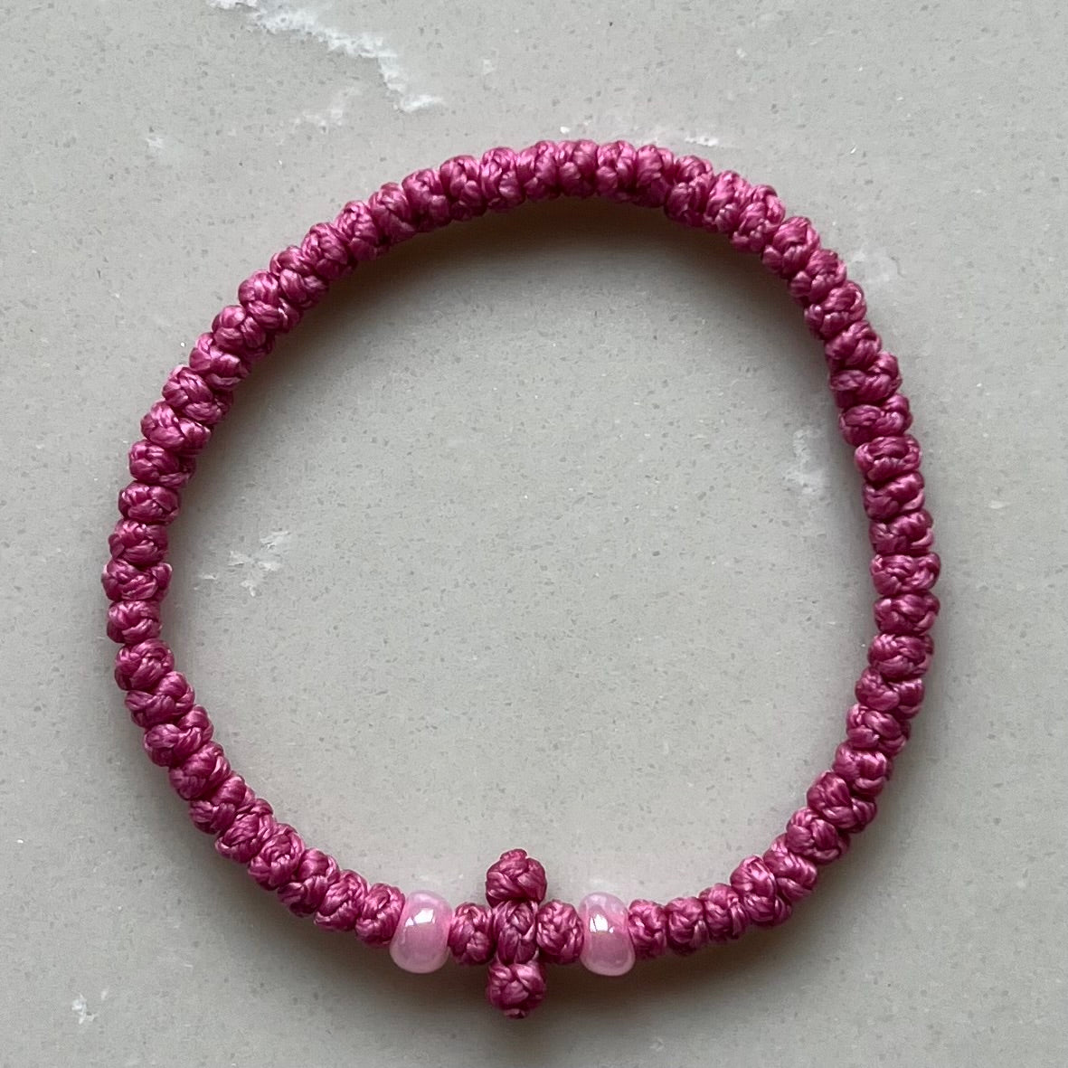 Komboskini Greek Orthodox Prayer Rope Bracelet - Mulberry Rose