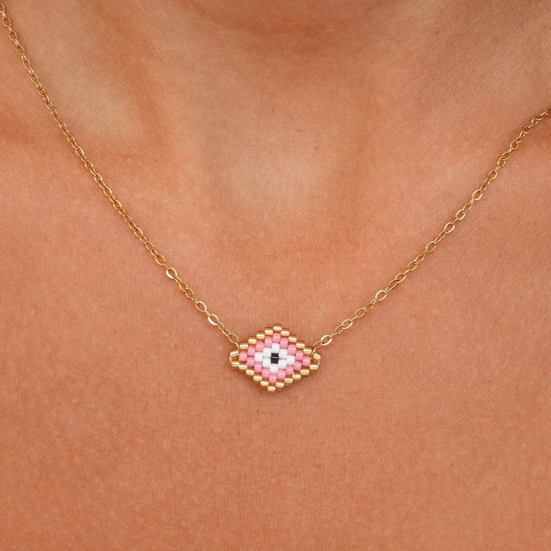 Katherine Pink Evil Eye Necklace