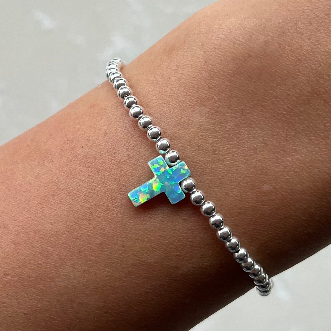Gigi Mint Silver Elastic Bracelet