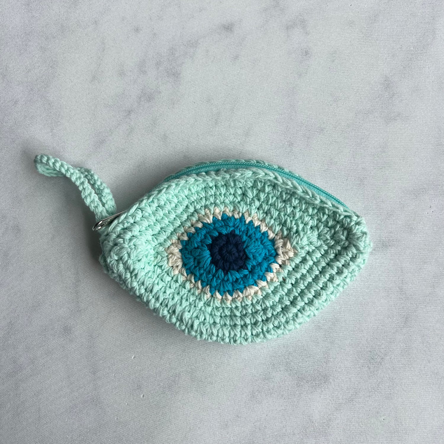 Mint Crochet Evil Eye Purse