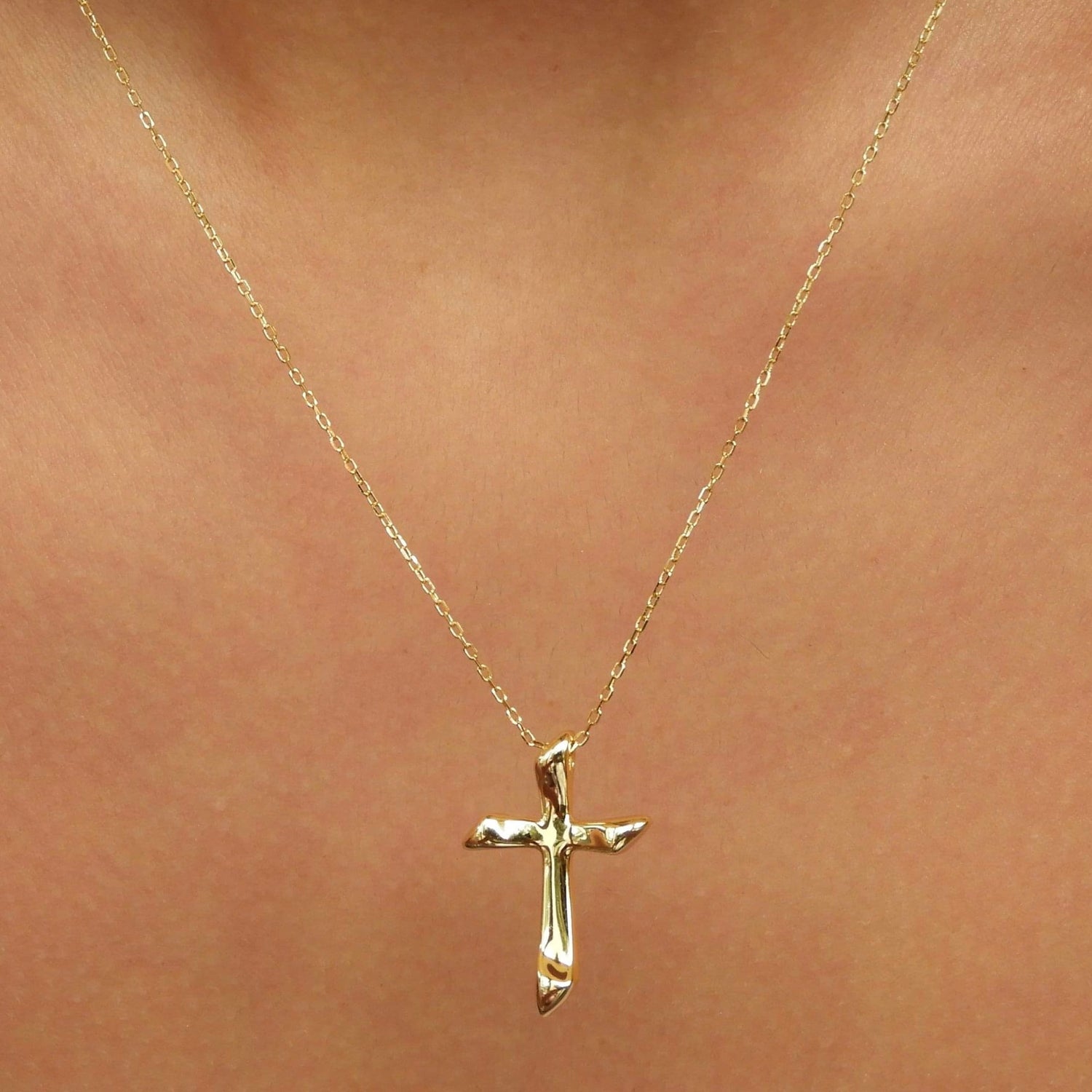 Lily Cross Gold Necklace