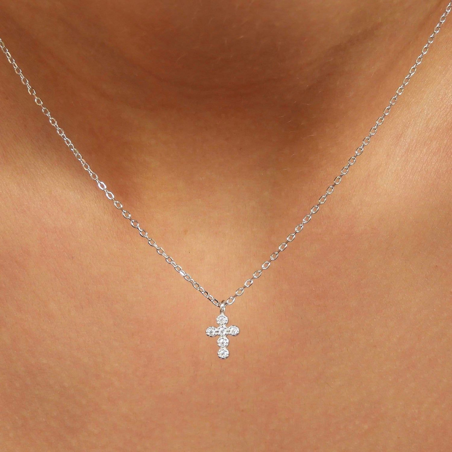 Celina Cross Silver Necklace