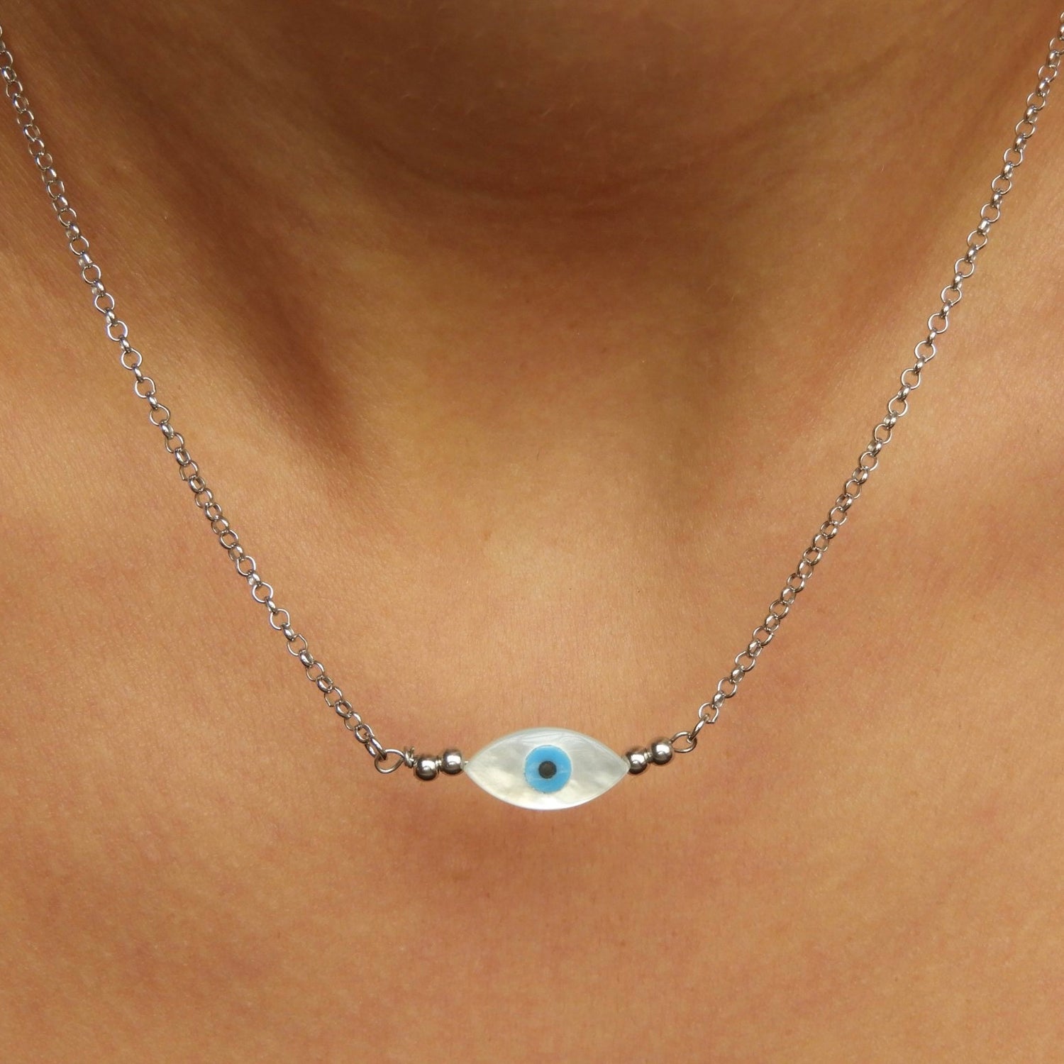 Ianthe Pearl Evil Eye Silver Necklace