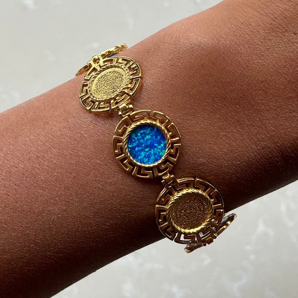 Blue Opal Phaistos Gold Chain Bracelet