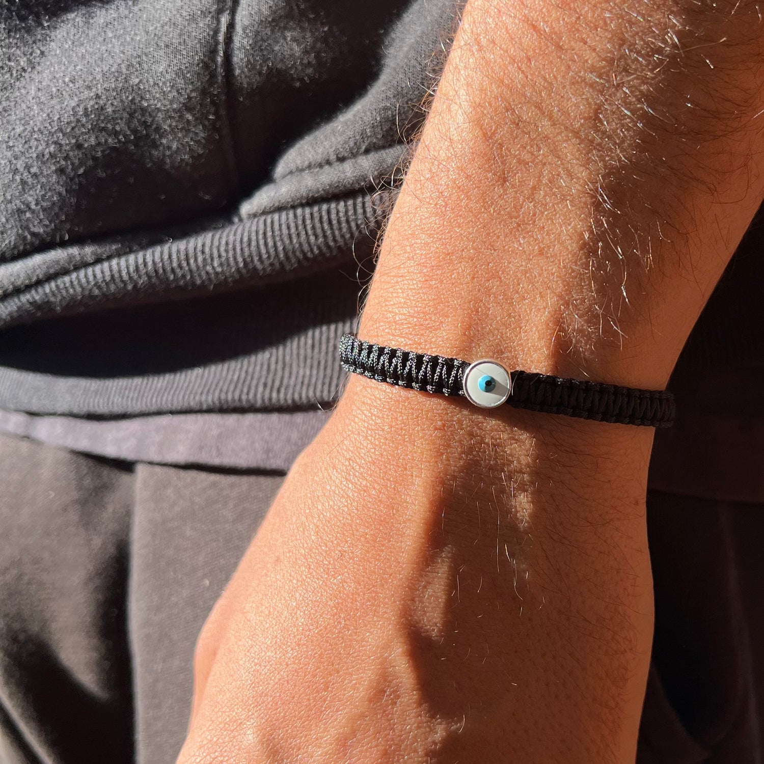 Acadias Black Braided Evil Eye Bracelet