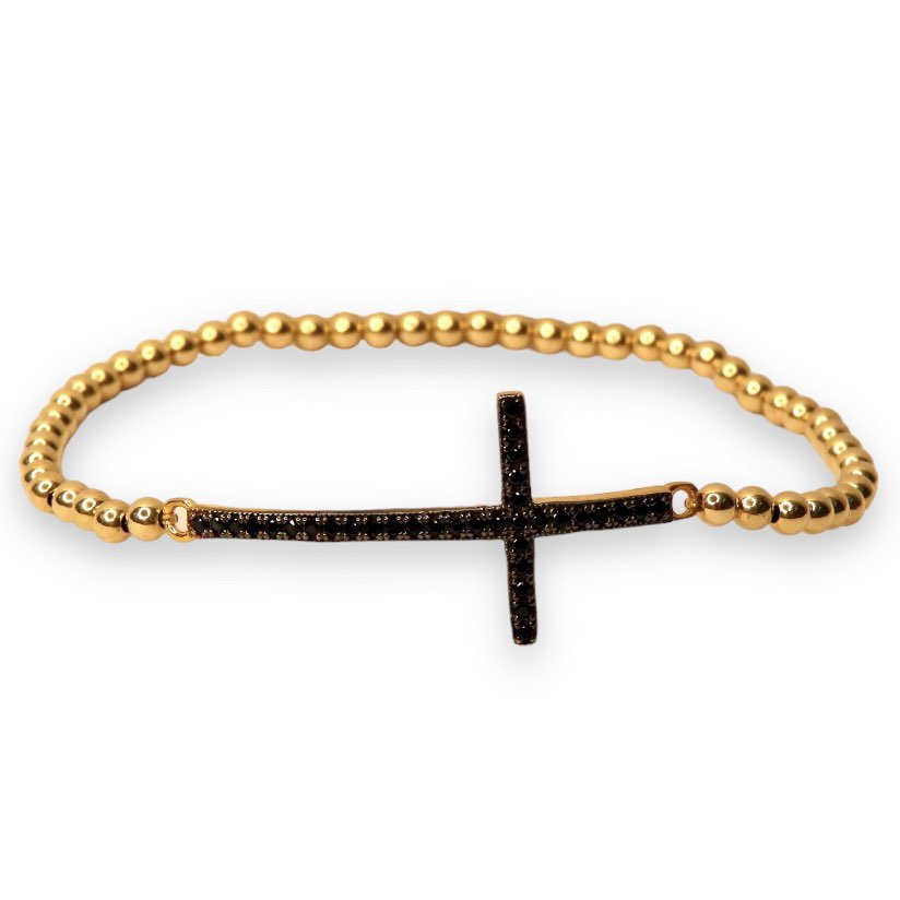 Paros Gold With Black Elastic Bracelet