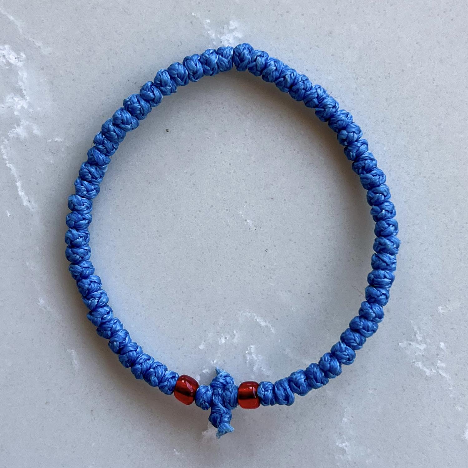 Komboskini Blue With Red Bead