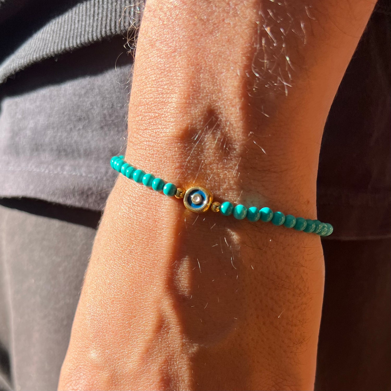 Evil Eye Turquoise Stone Elastic Bracelet