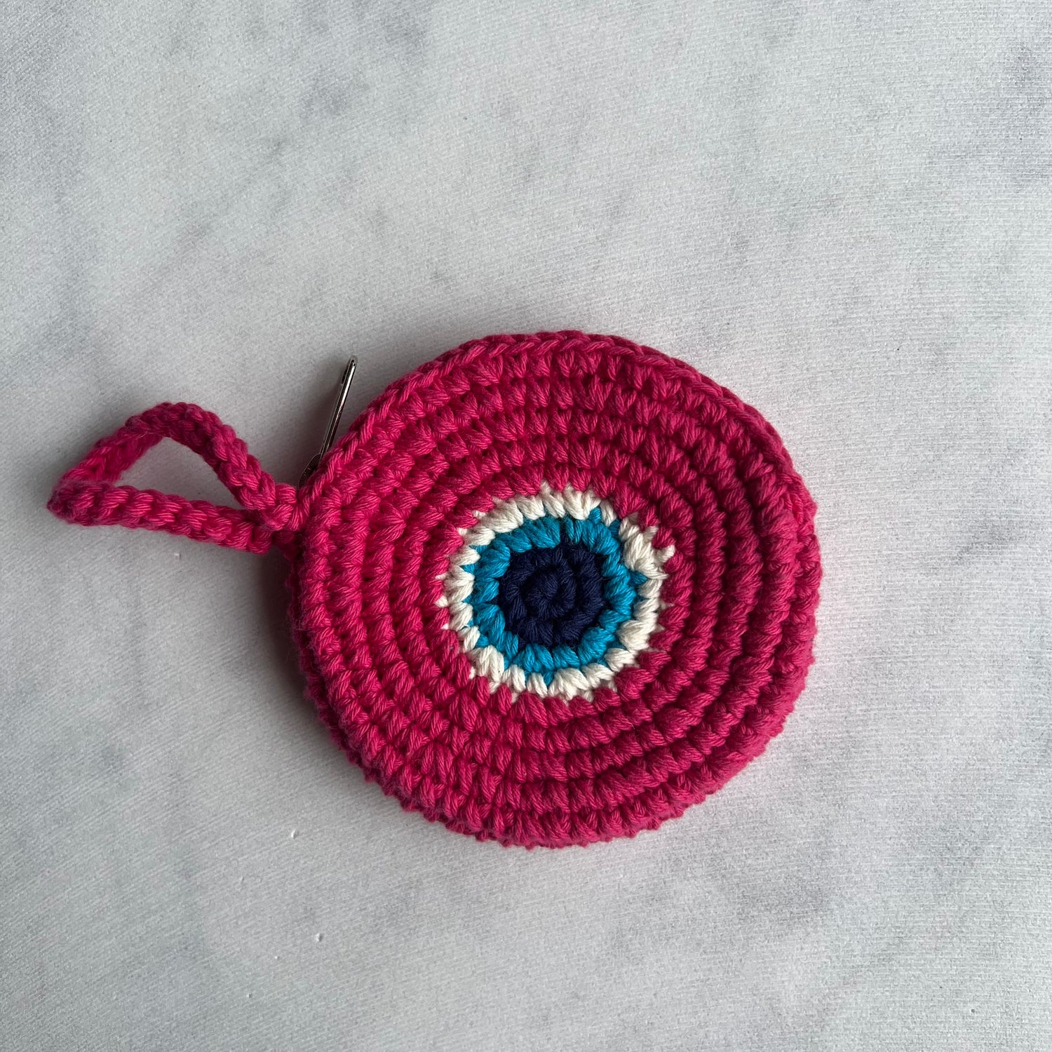 Fuchsia Round Crochet Evil Eye Purse