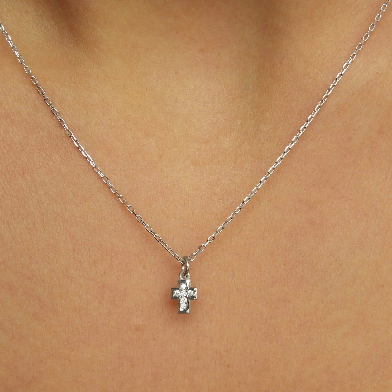 Helle Cross Silver Necklace