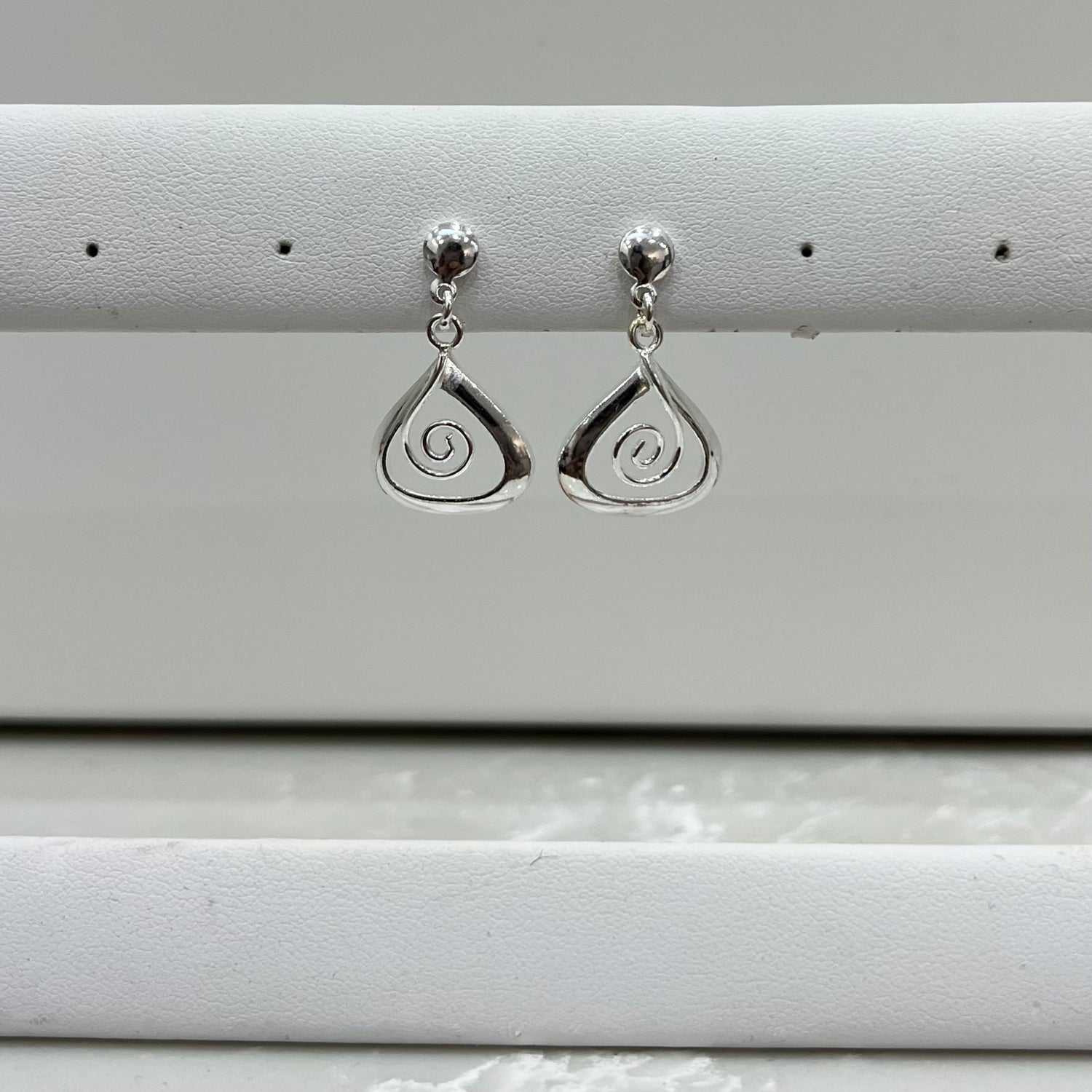 Meander Silver Tear Drop Earrings