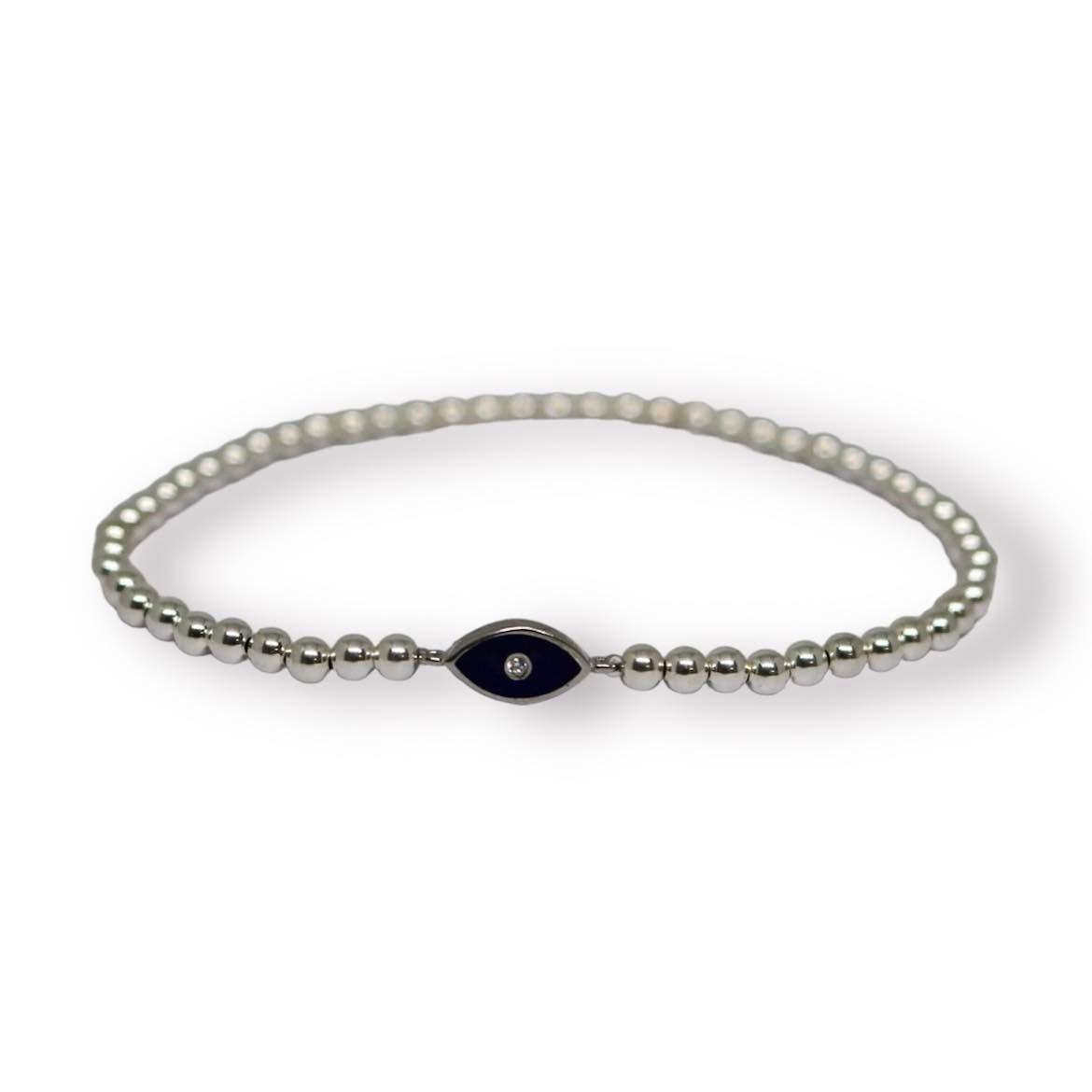 Mollie Navy Silver Elastic Bracelet