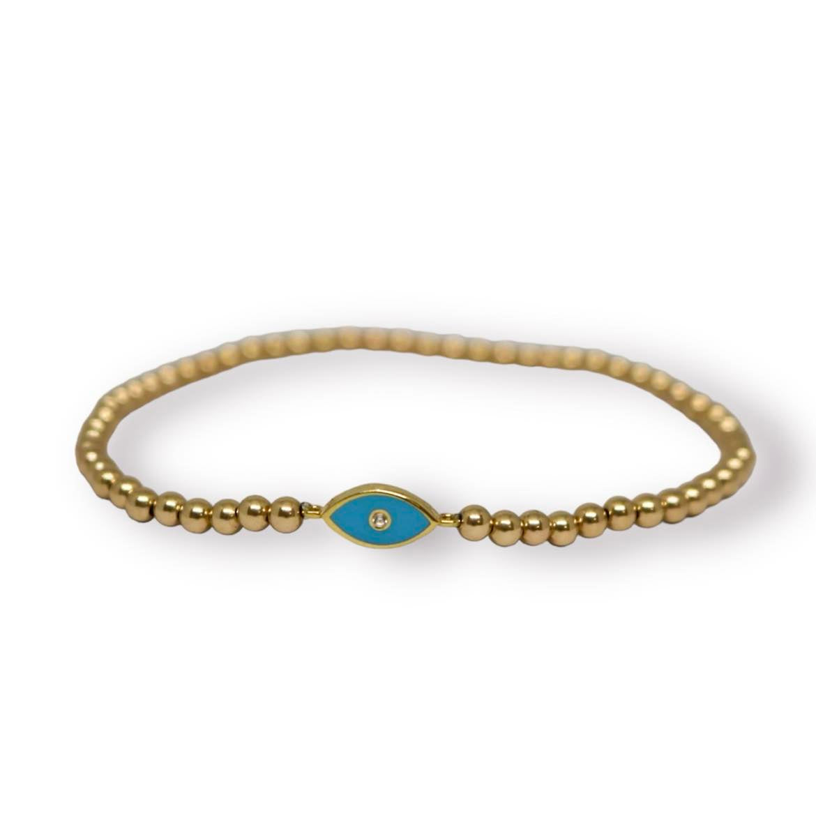 Mollie Light Blue Gold Elastic Bracelet