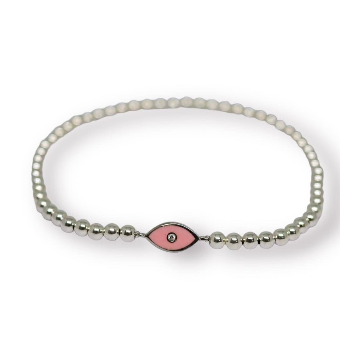 Mollie Pink Silver Elastic Bracelet