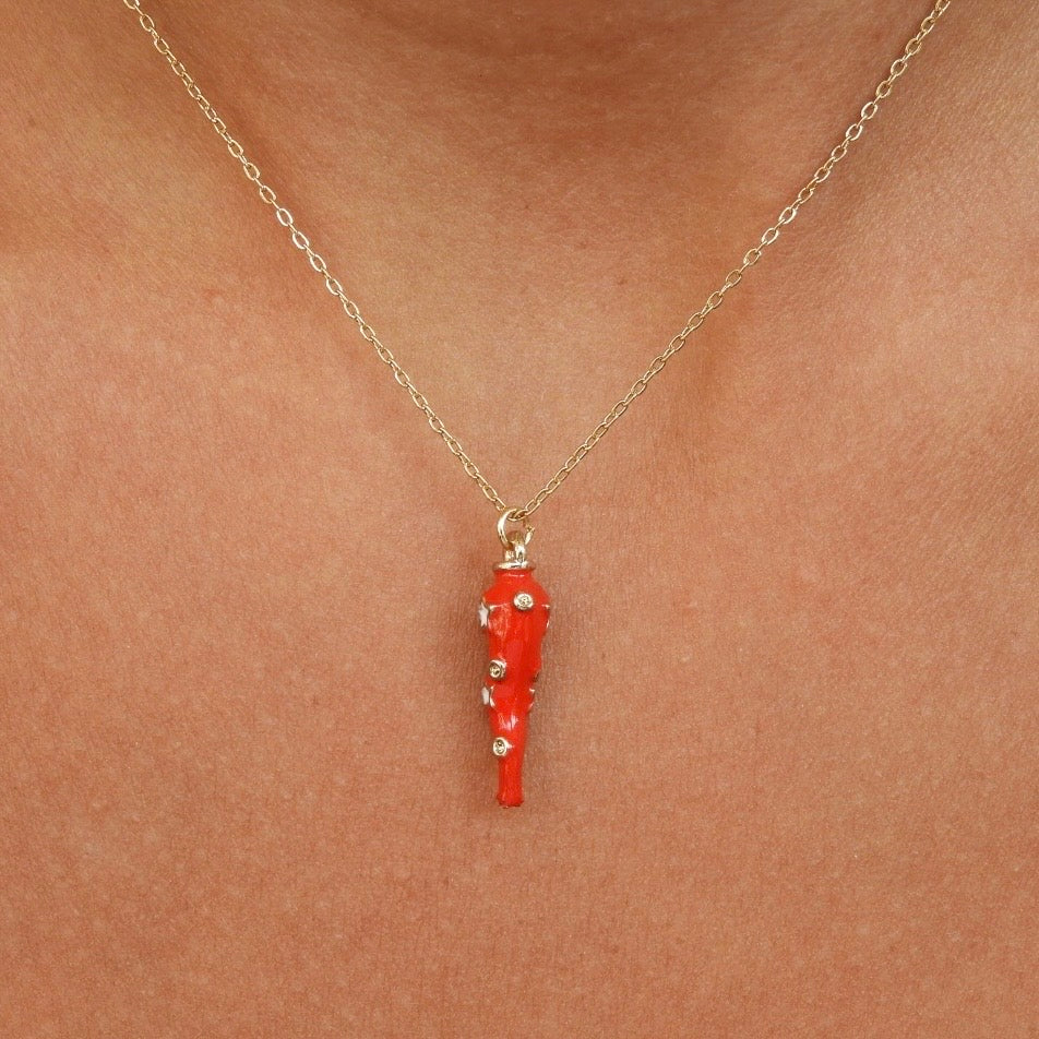 Chilli Red Gold Necklace