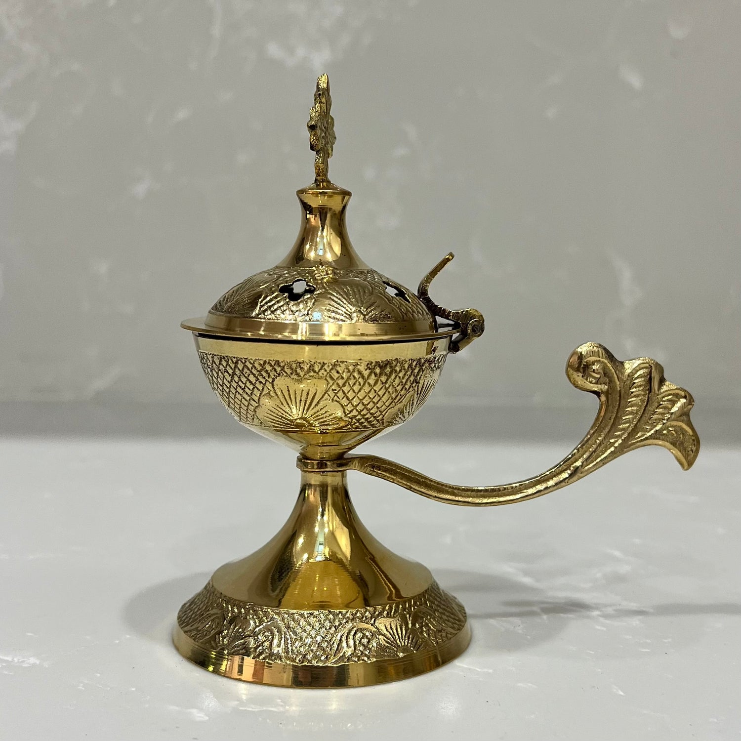 Gold Brass Cross Thimiato