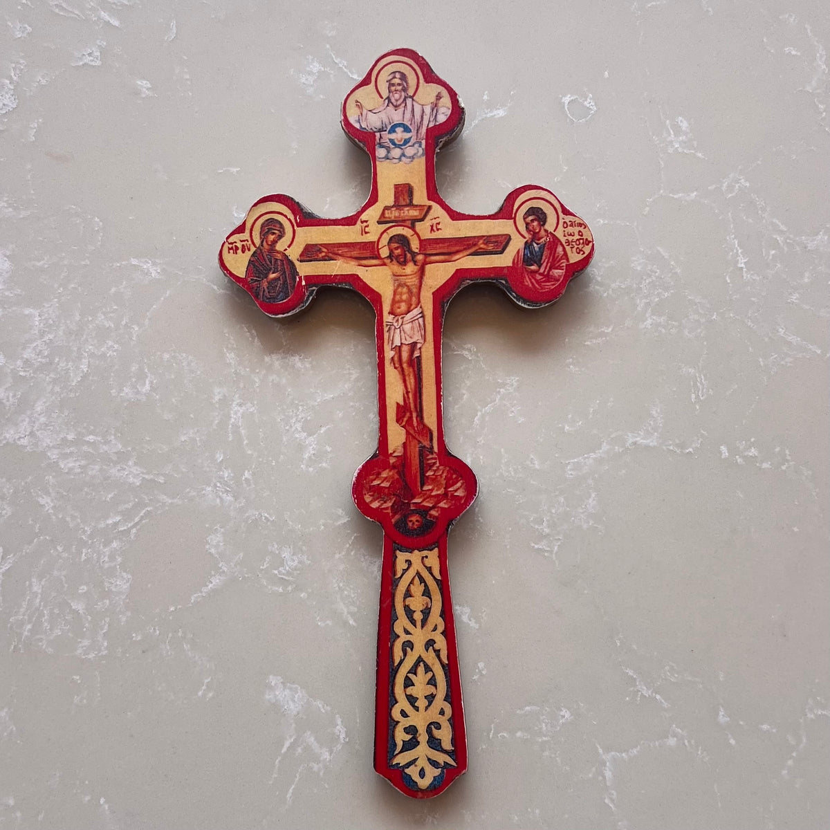 Red Orthodox Hanging Cross