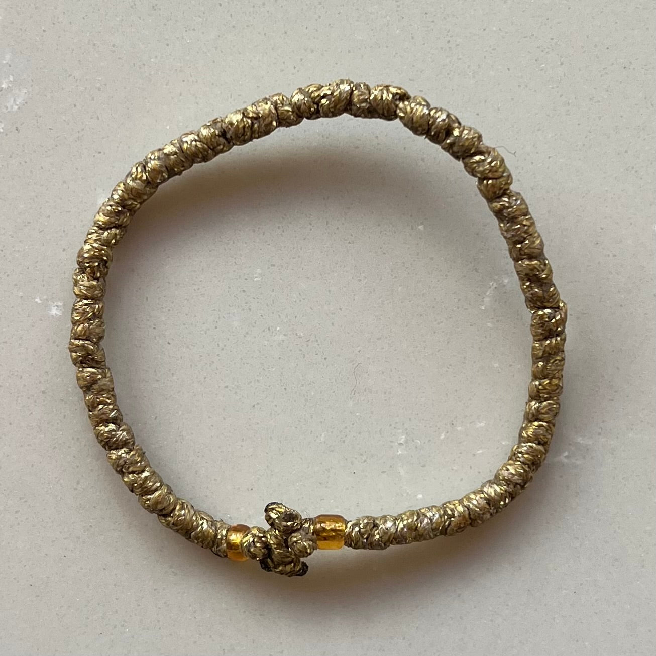 Komboskini Greek Orthodox Prayer Rope Bracelet - Metallic Gold