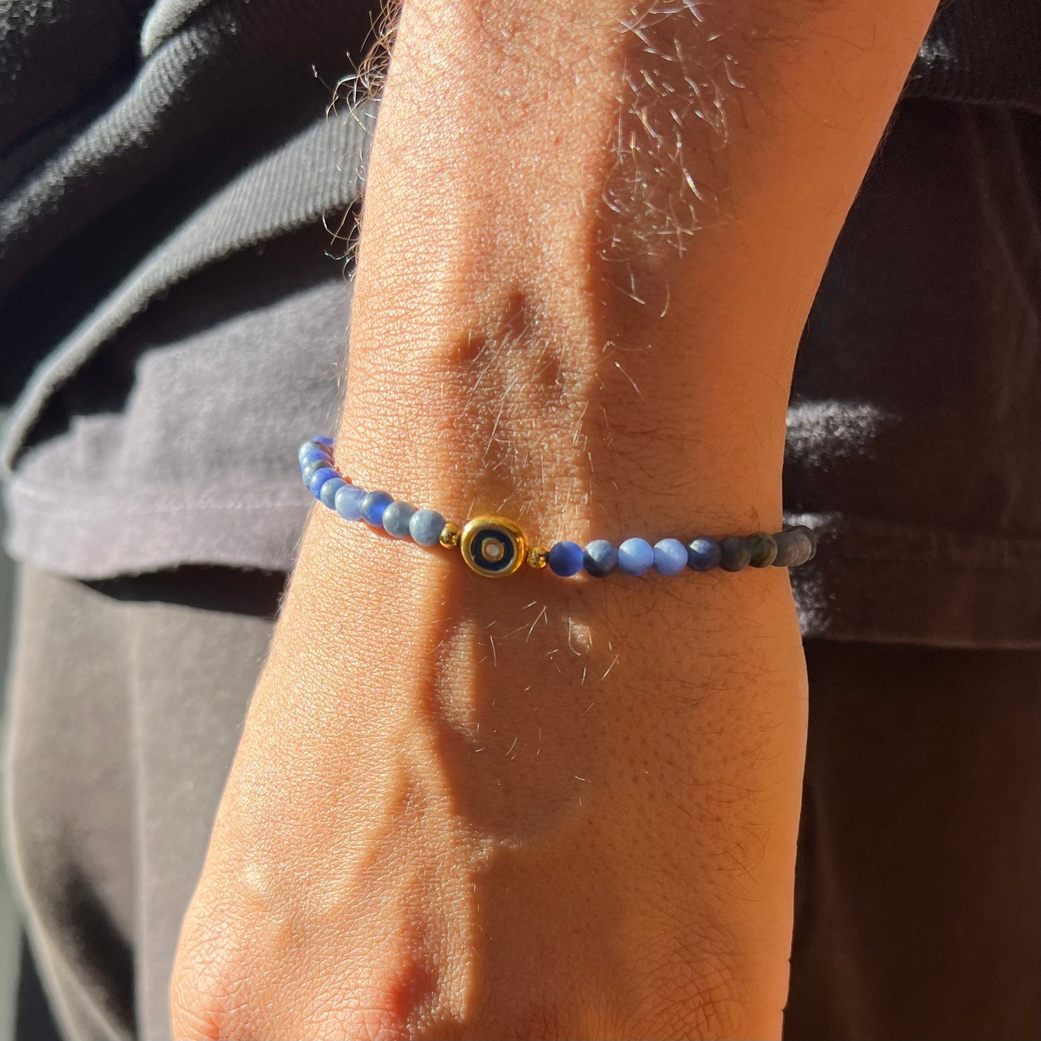 Evil Eye Sodalite Stone Elastic Bracelet