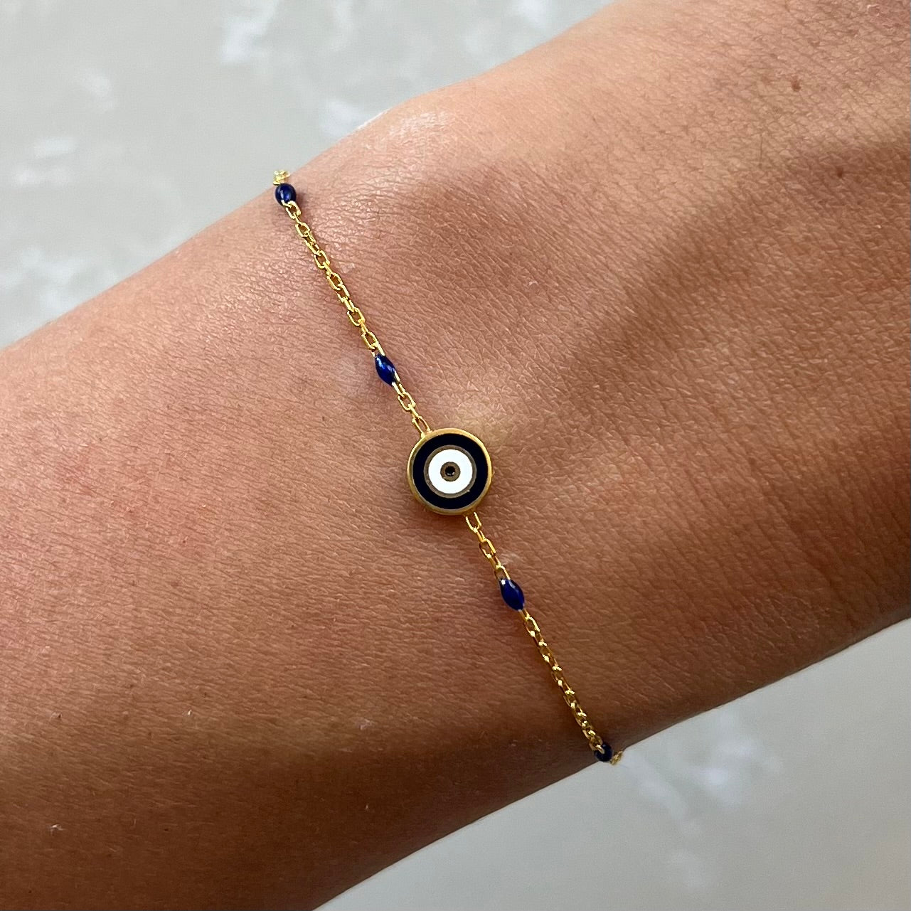 Anna Blue Enamel Chain Bracelet Gold