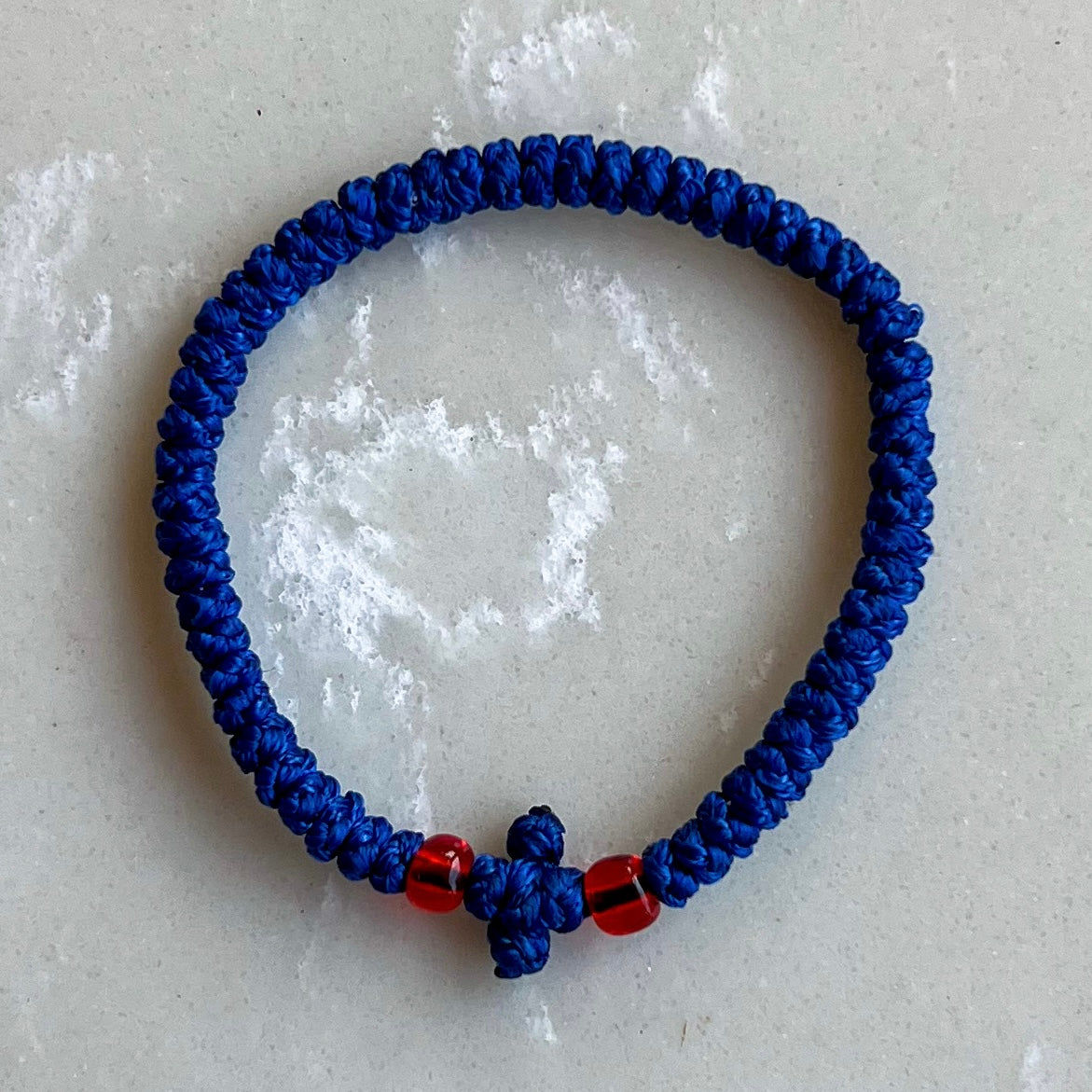 Komboskini Electric Blue With Red Bead
