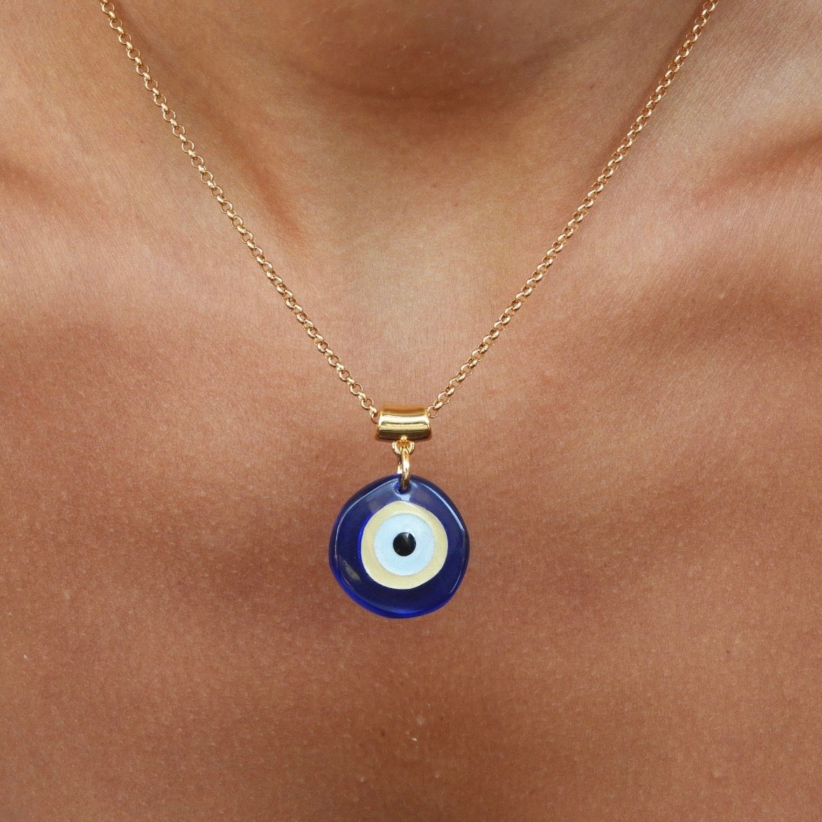 Blue Acrylic Evil Eye Necklace