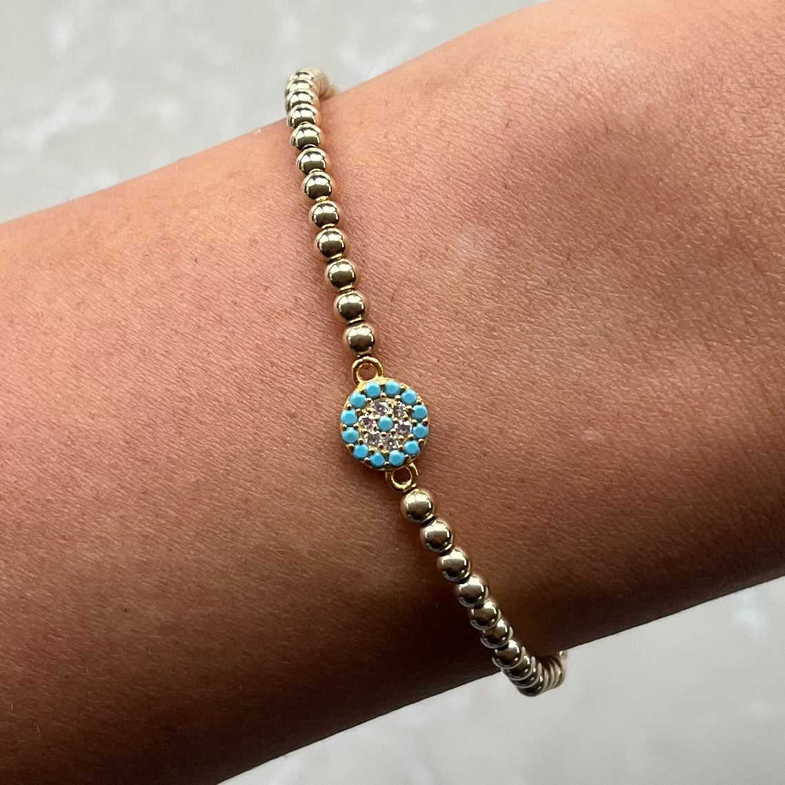 Demeter Light Blue Gold Elastic Bracelet