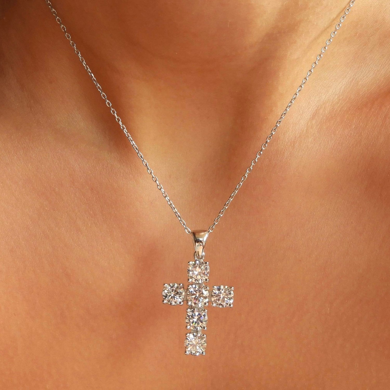 Haris Silver Cross Necklace