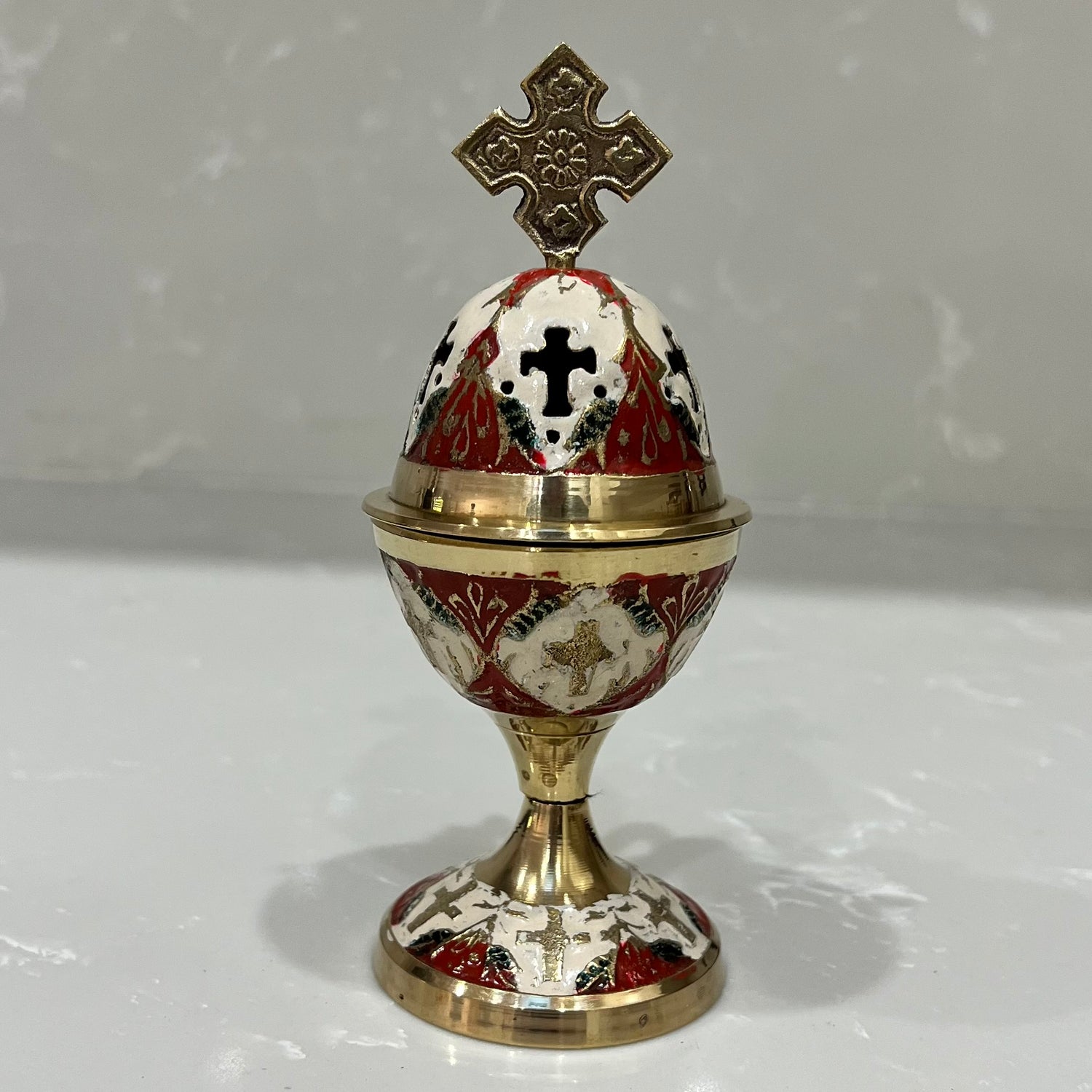 Red & Gold Enamel Thimiato