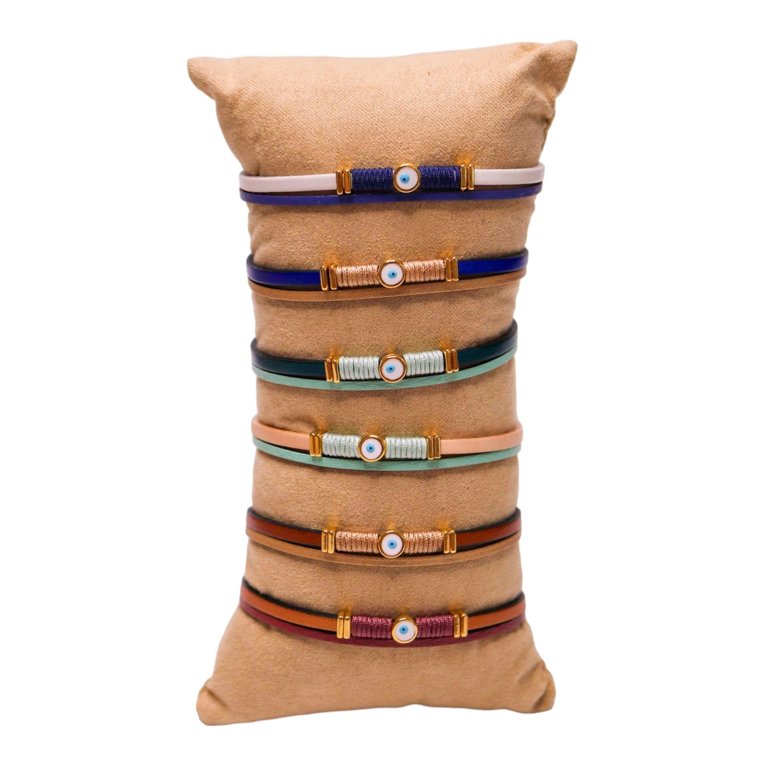 Enamel White Eye Leather Bracelets