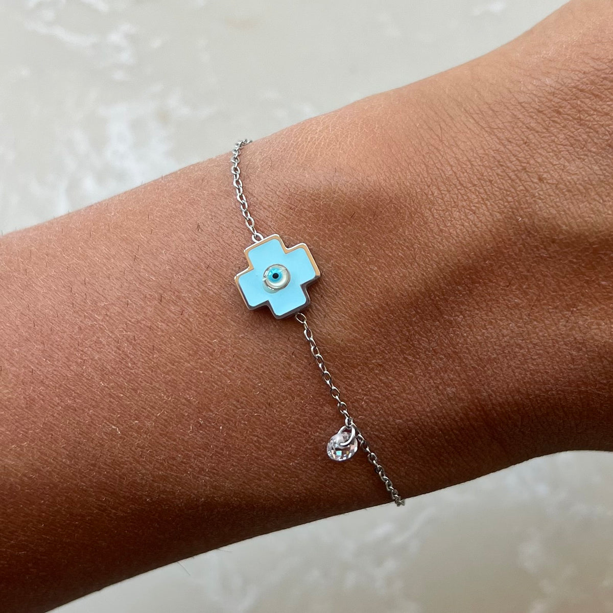 Chrissy Blue Evil Eye Chain Bracelet