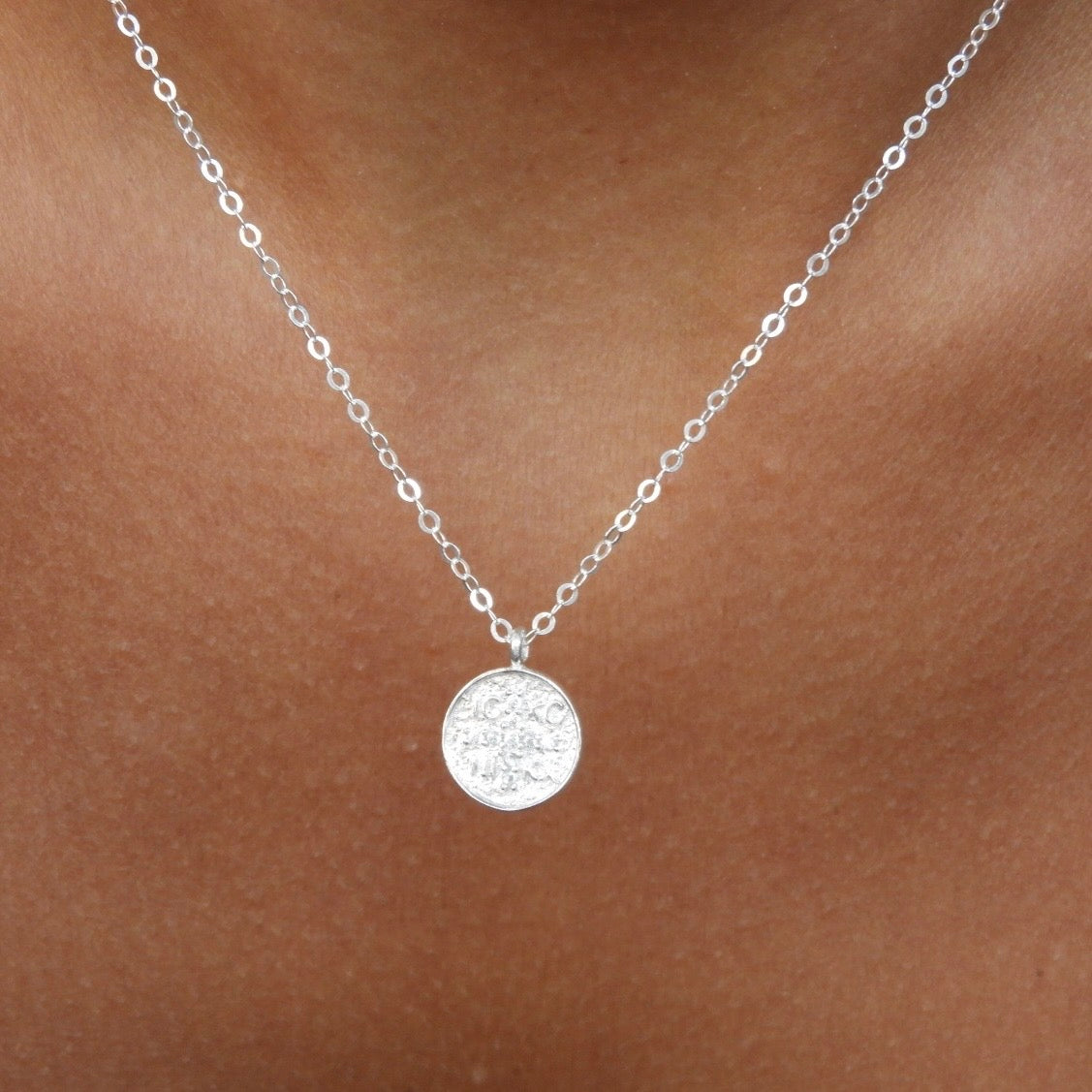 ICXC NIKA Clear Silver Cross Necklace