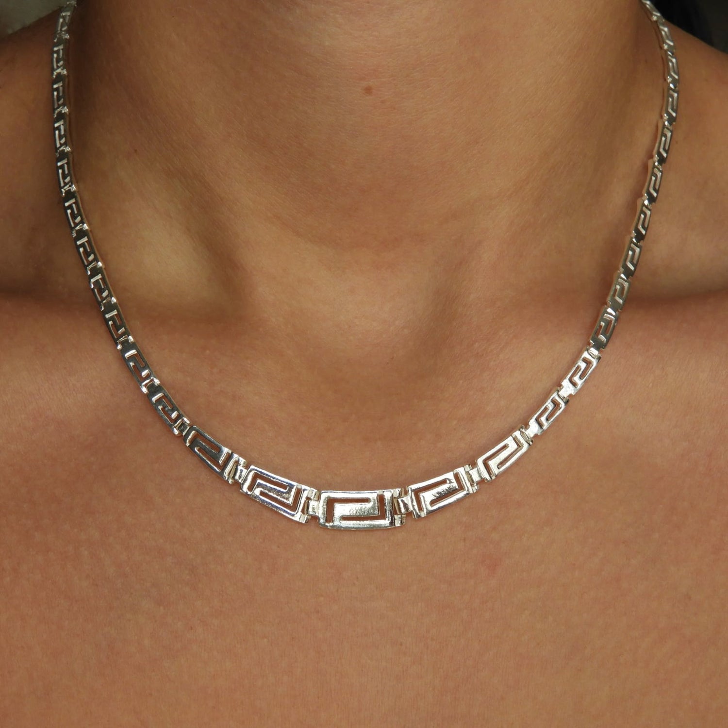 Meander Silver Necklace