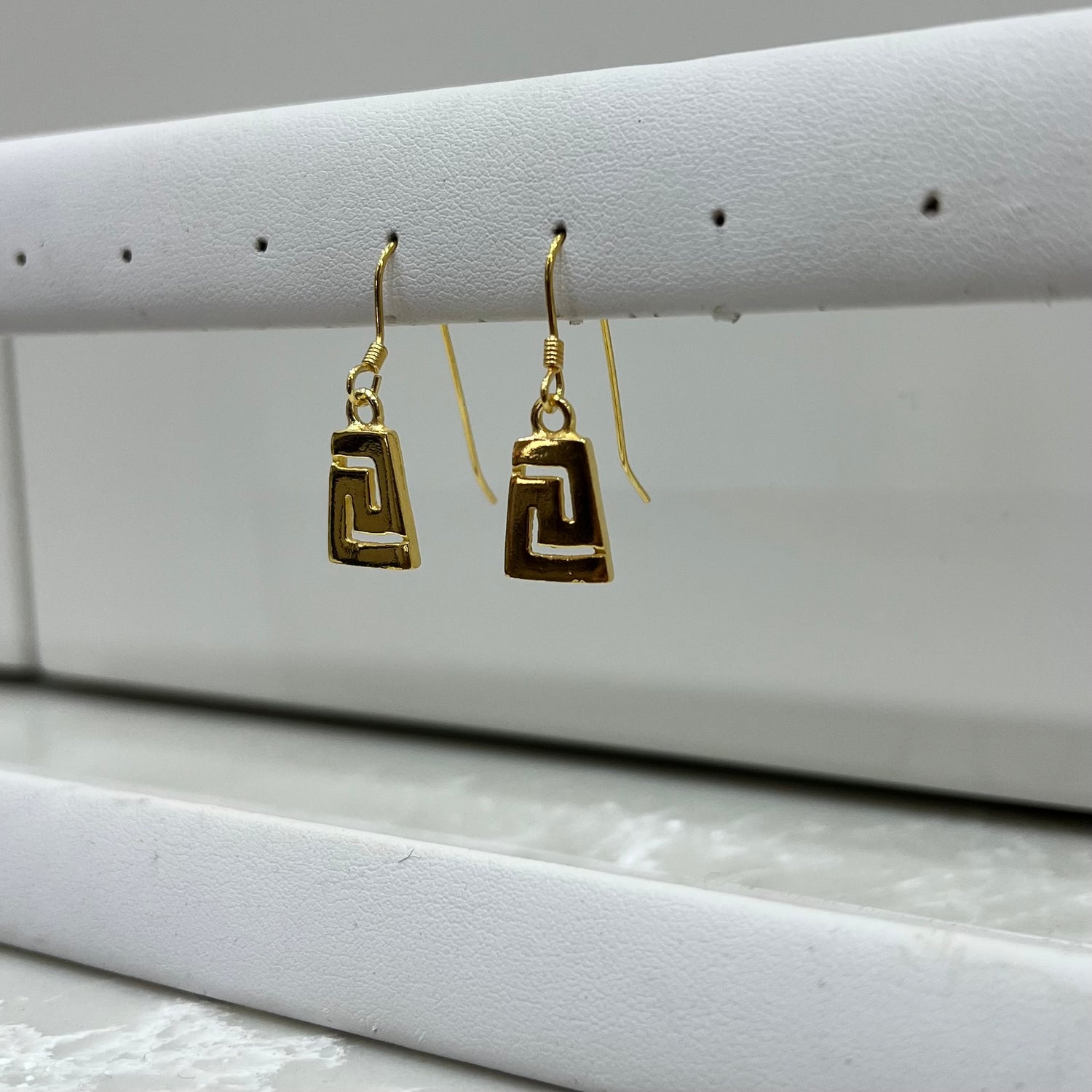 Meander Gold Drop Earrings