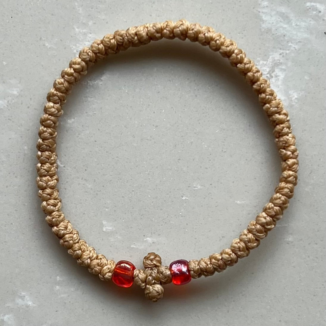 Komboskini Greek Orthodox Prayer Rope Bracelet - Sandy Beige
