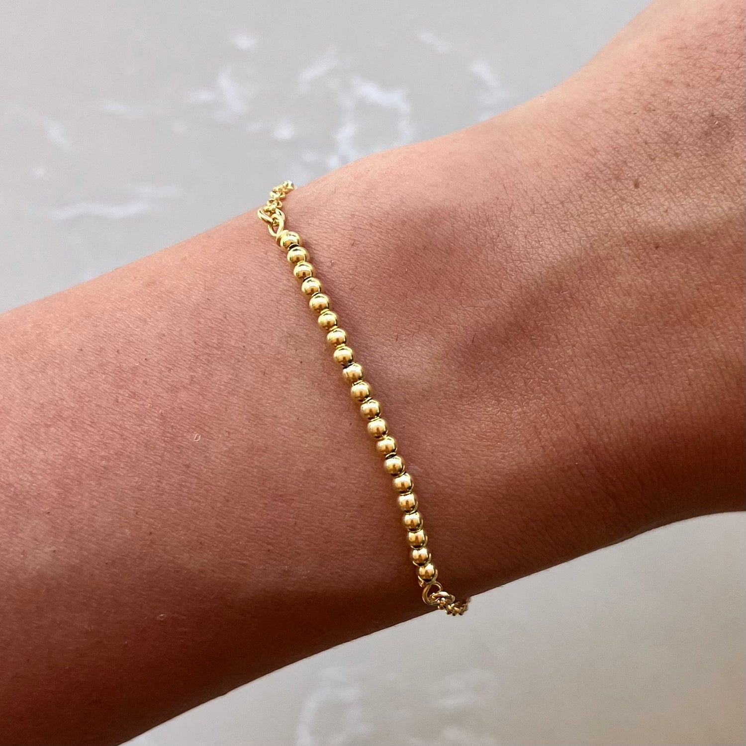 Beaded Ball Gold Chain Bracelet