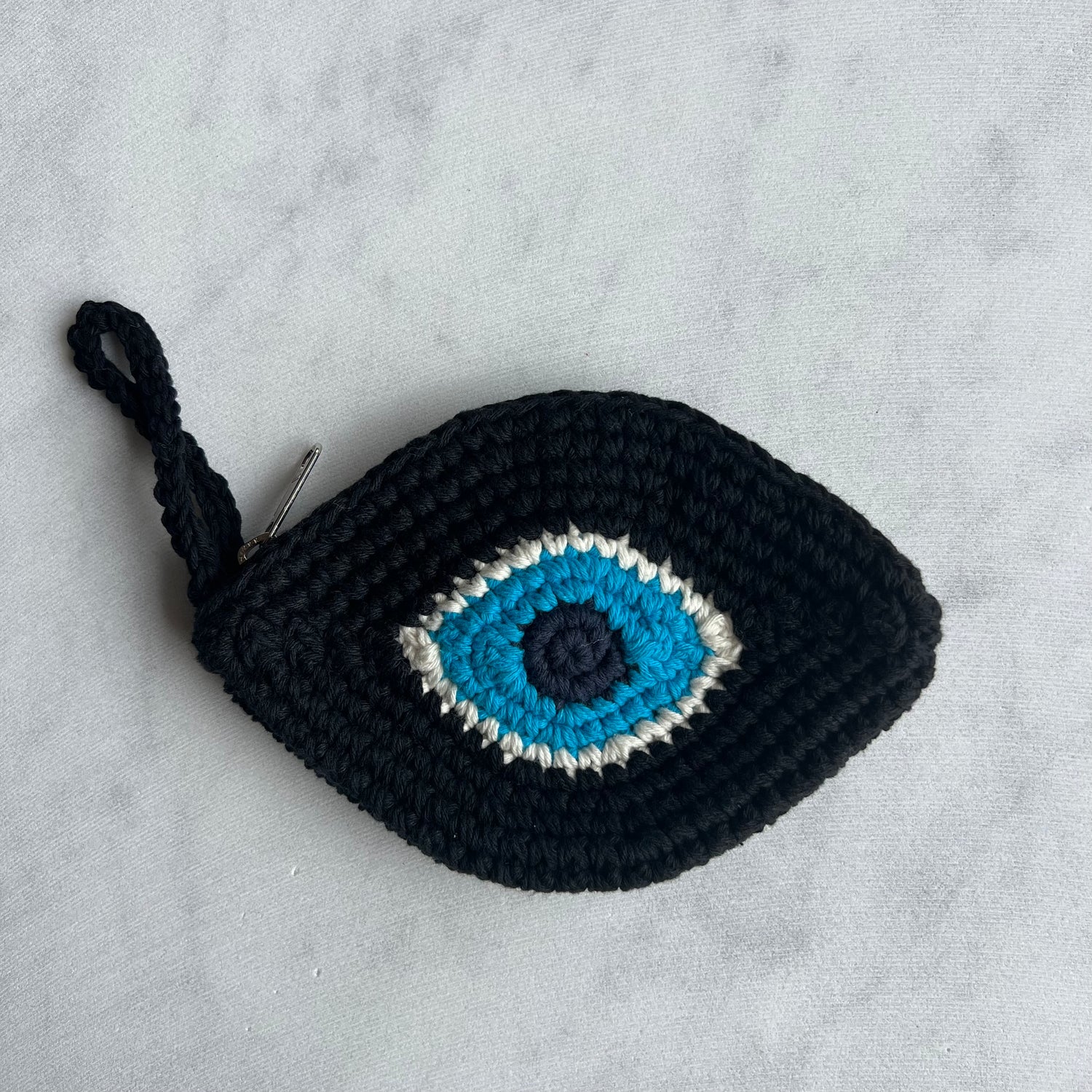 Black Crochet Evil Eye Purse