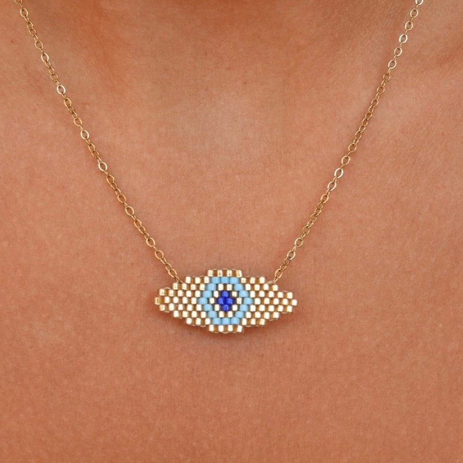 Kalliopi Gold & Blue Evil Eye Necklace
