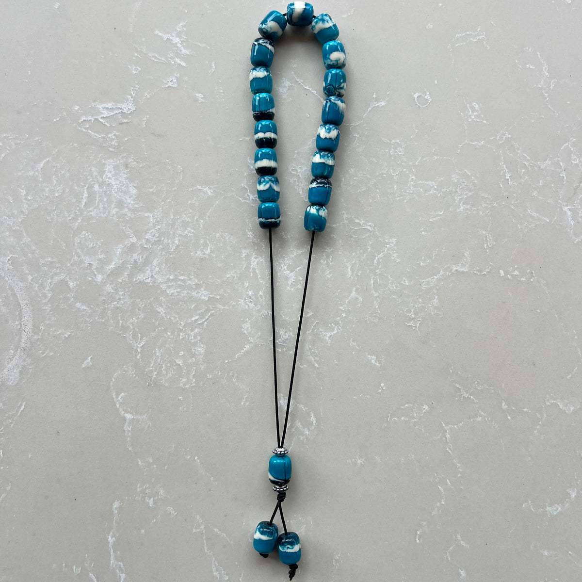 Komboloi Teal Marble Beads