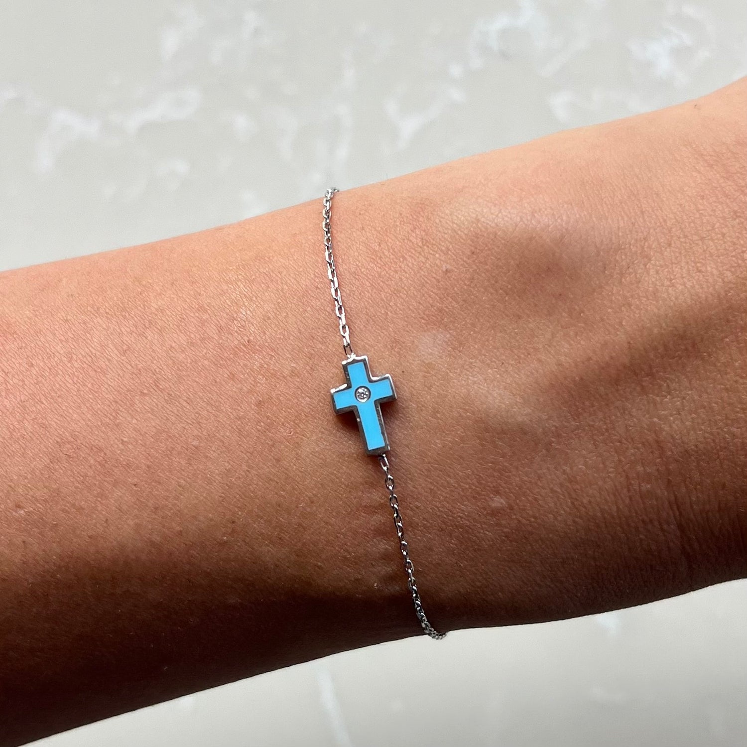 Mia Light Blue Silver Chain Bracelet