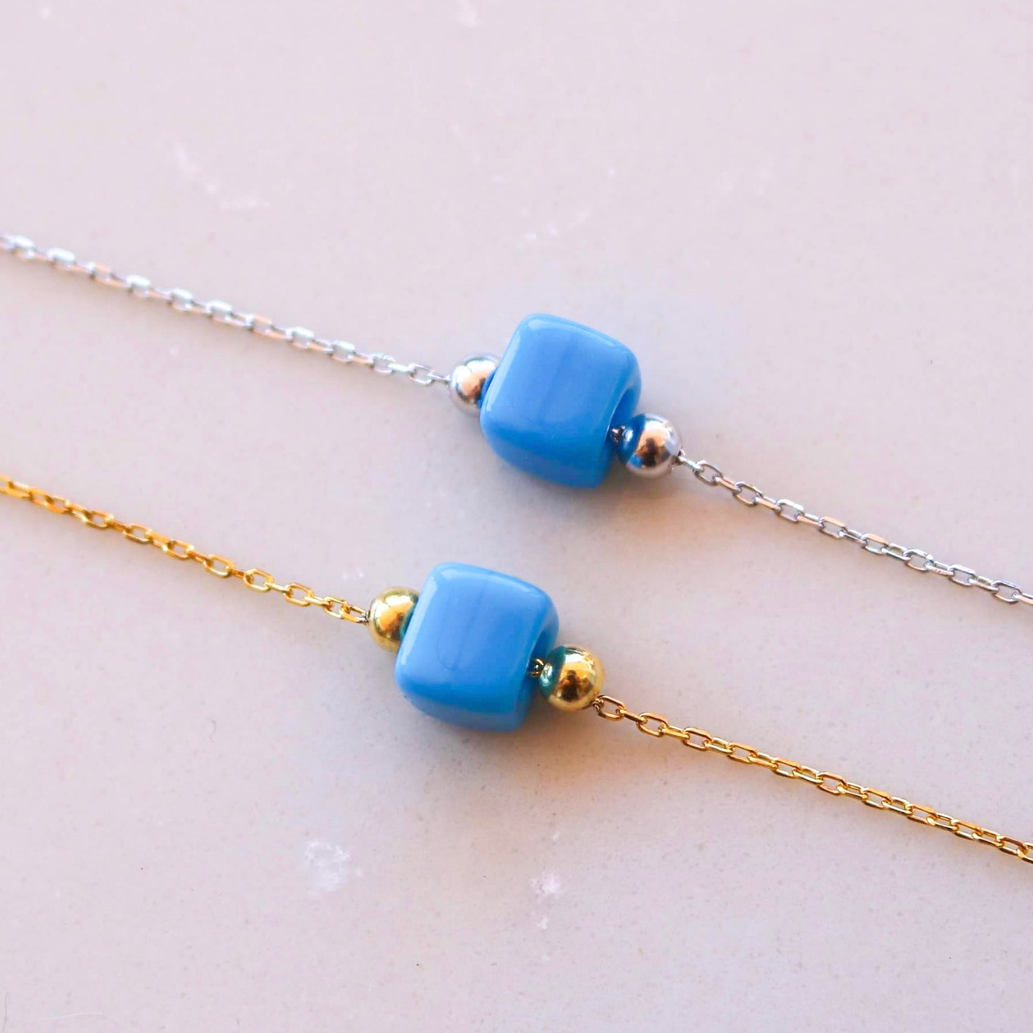 Xandra Greek Blue Bead Chain Bracelet
