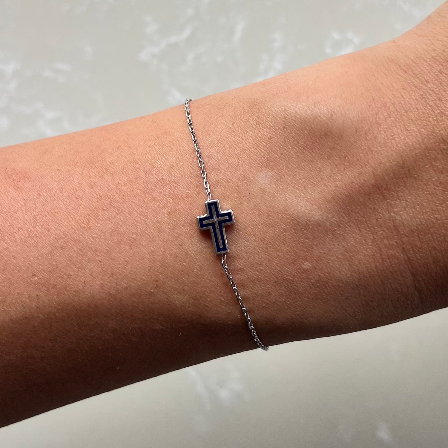 Mia Navy Silver Chain Bracelet