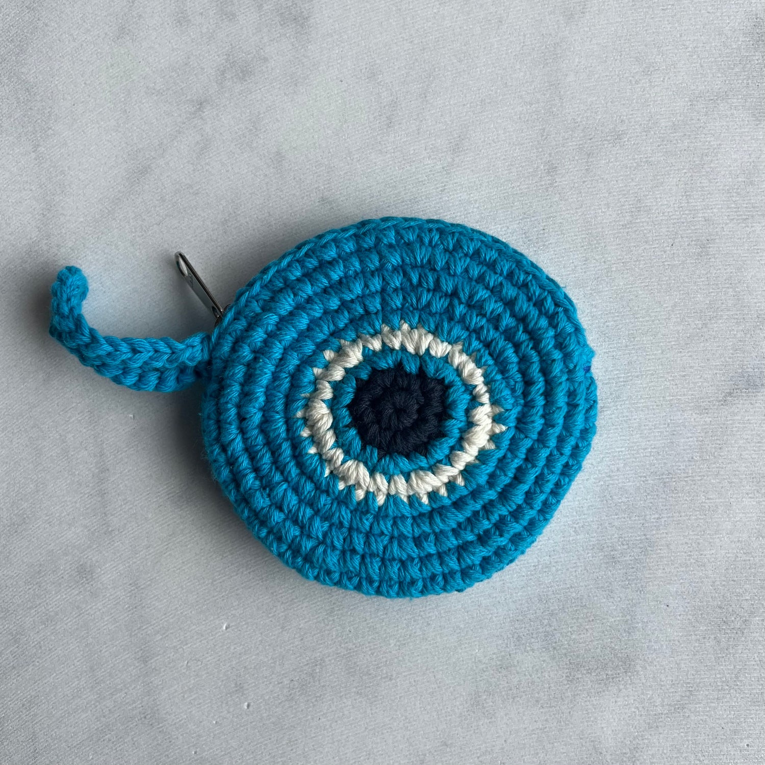 Blue Round Crochet Evil Eye Purse