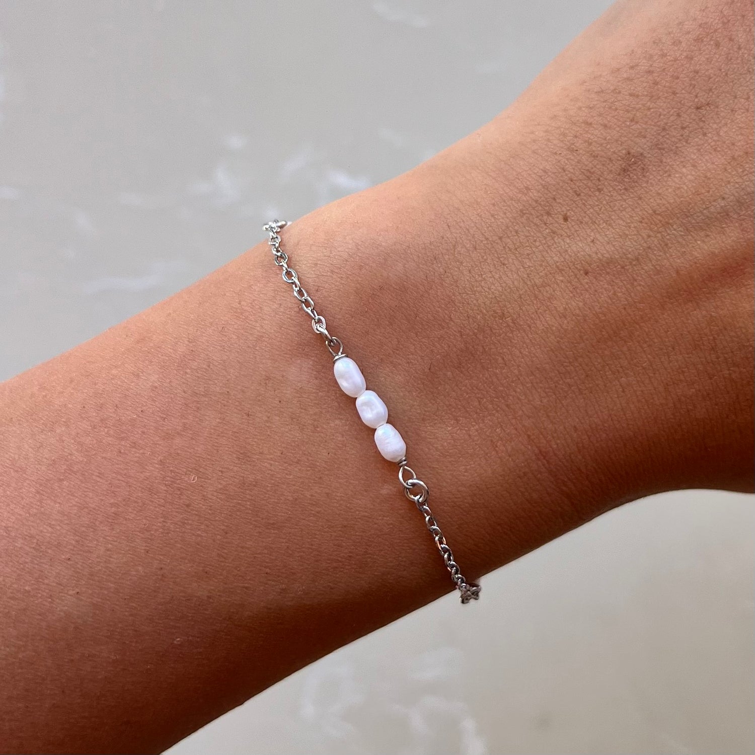 Freshwater Pearl Silver Chain Bracelet