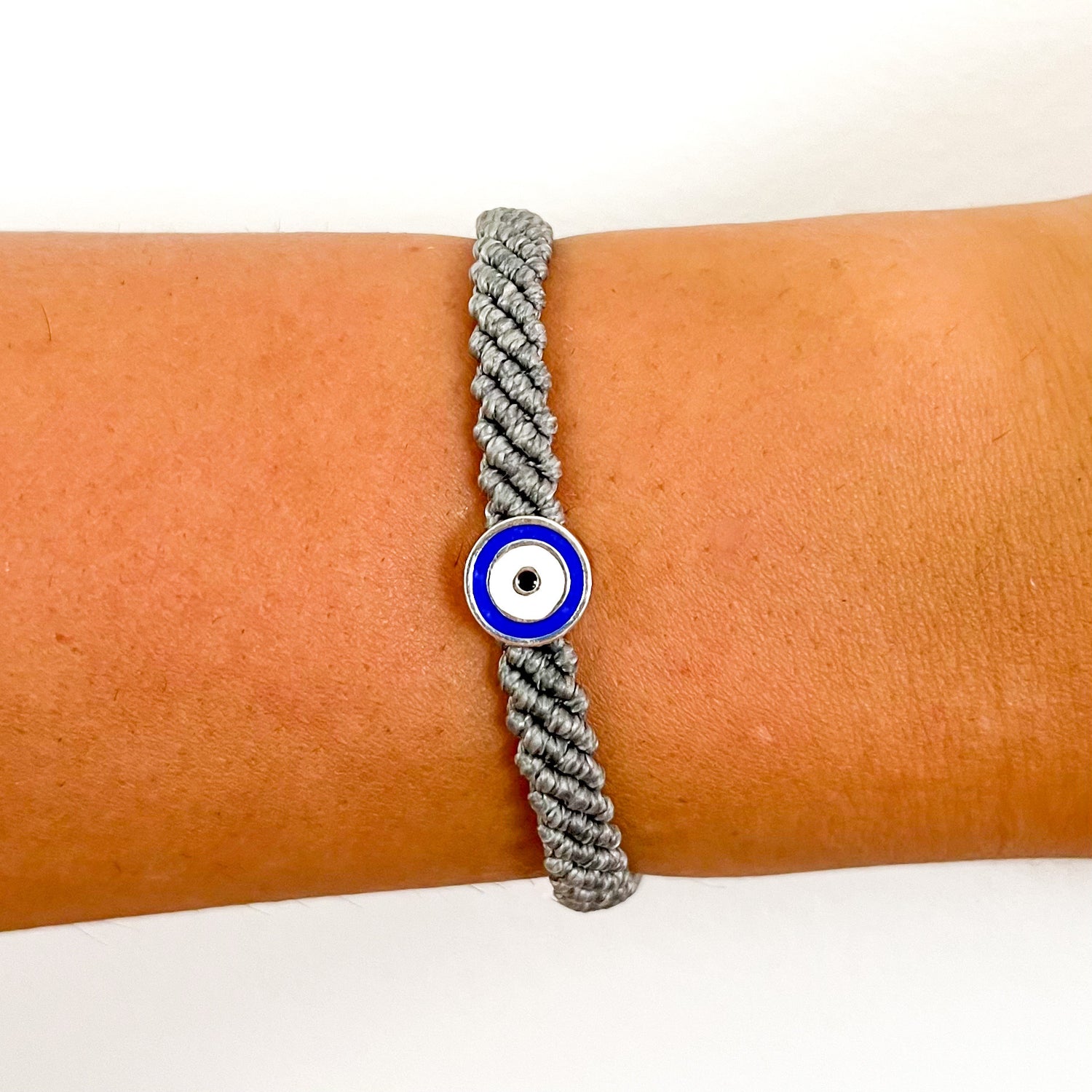 Charlie Sterling Silver Eye Cord Bracelet Grey