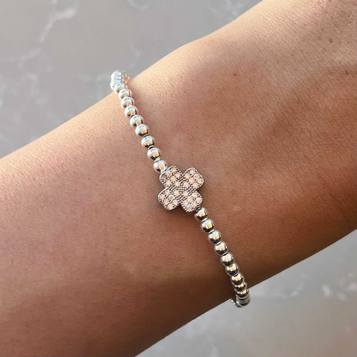 Xanthe Silver Elastic Bracelet